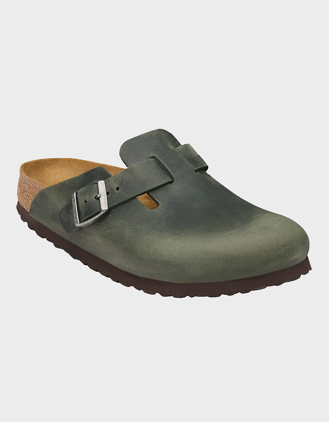 Birkenstock Boston Oiled Nubuck Leather Womens Clogs - Thyme