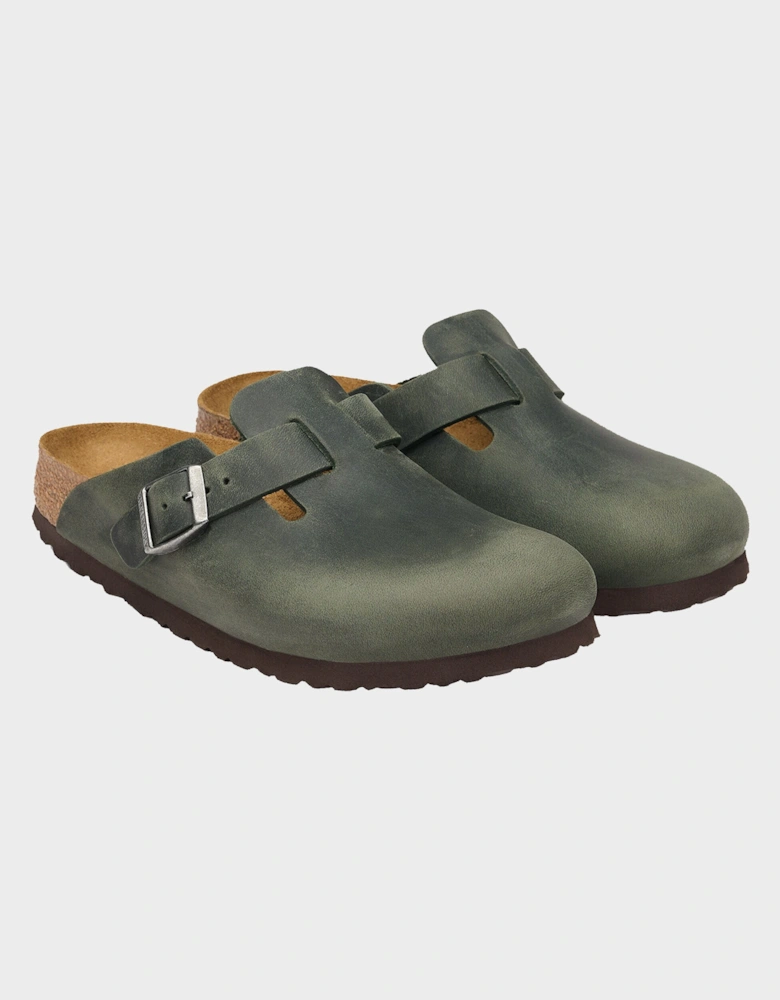 Birkenstock Boston Oiled Nubuck Leather Womens Clogs - Thyme