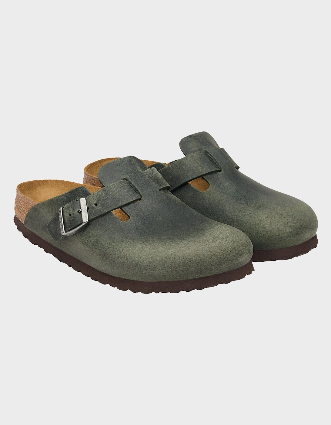 Birkenstock Boston Oiled Nubuck Leather Womens Clogs - Thyme