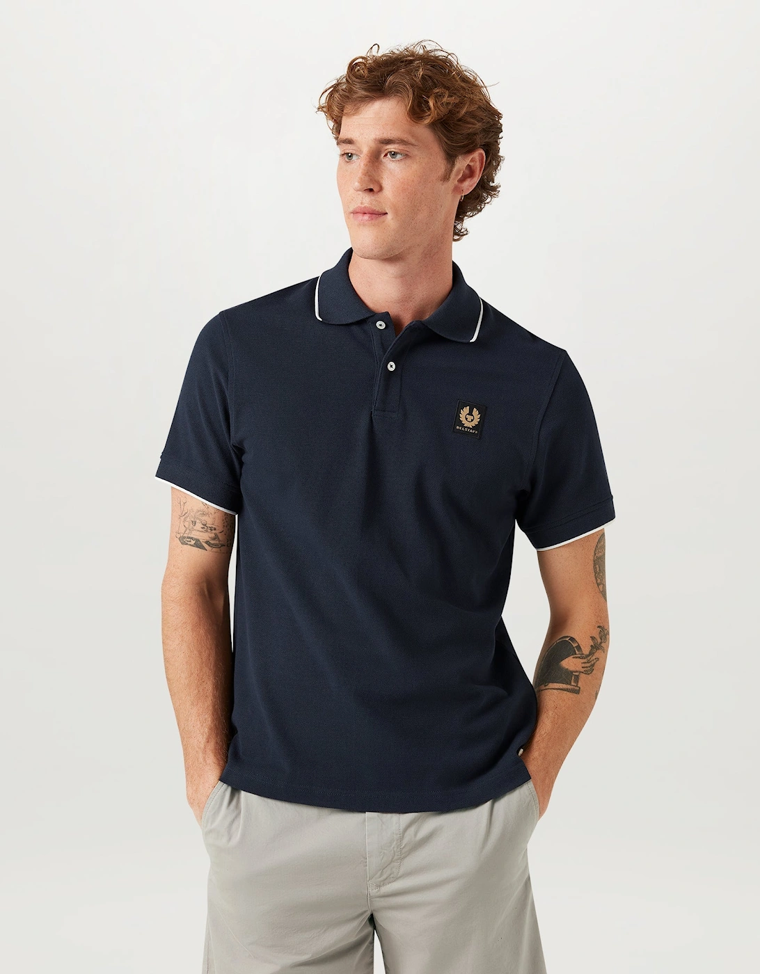Belstaff Mens Tipped Polo Shirt - Dark Ink