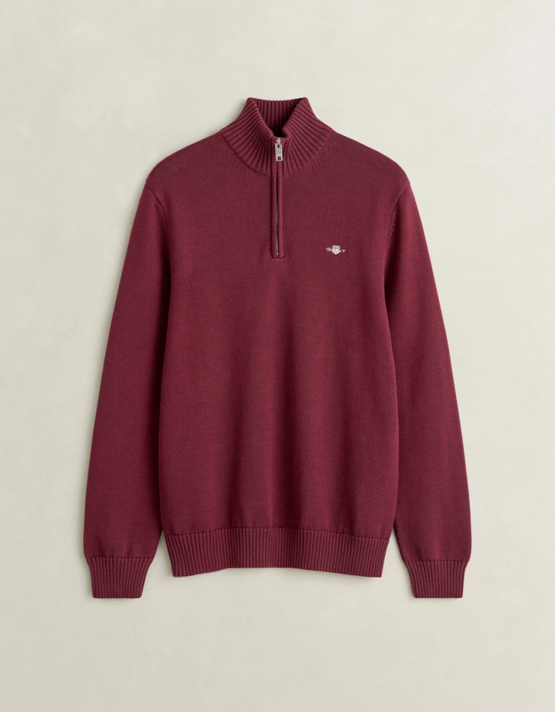 GANT Mens Casual Cotton Half Zip Jumper - 676 Deep Grape Wine