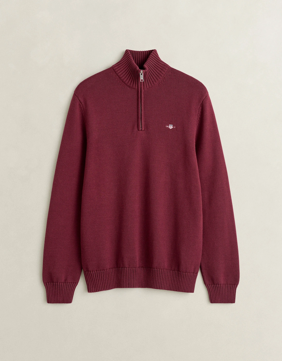 Gant Men's GANT Mens Casual Cotton Half Zip Jumper - 676 Deep Grape Wine - Red