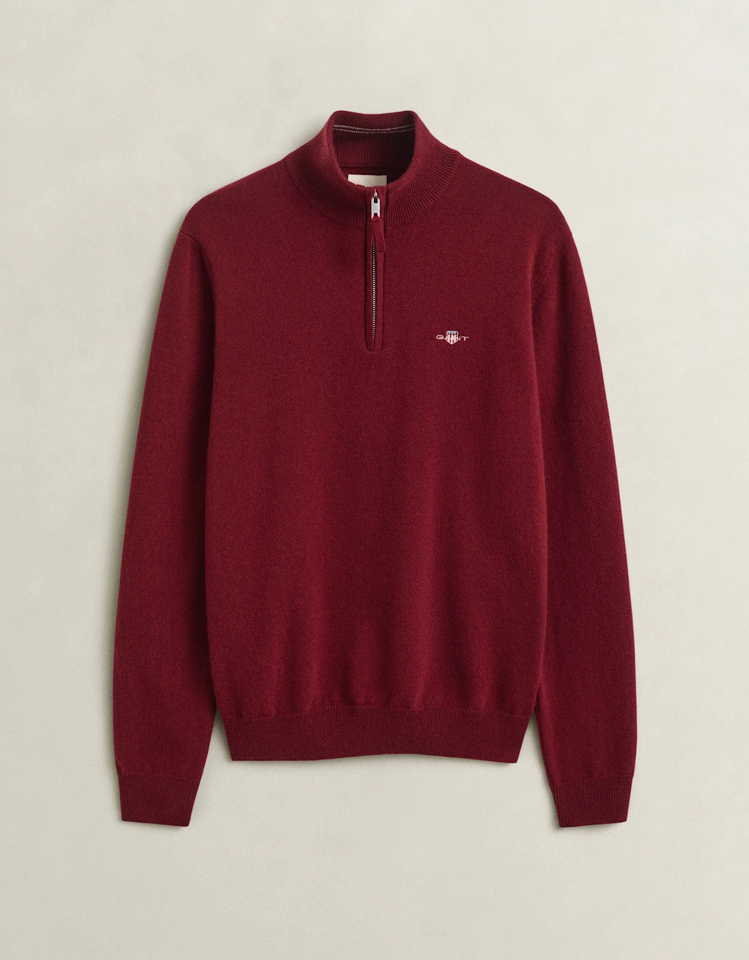 Gant Men's GANT Mens Superfine Lambswool Half Zip Sweater - 604 Plumped Red