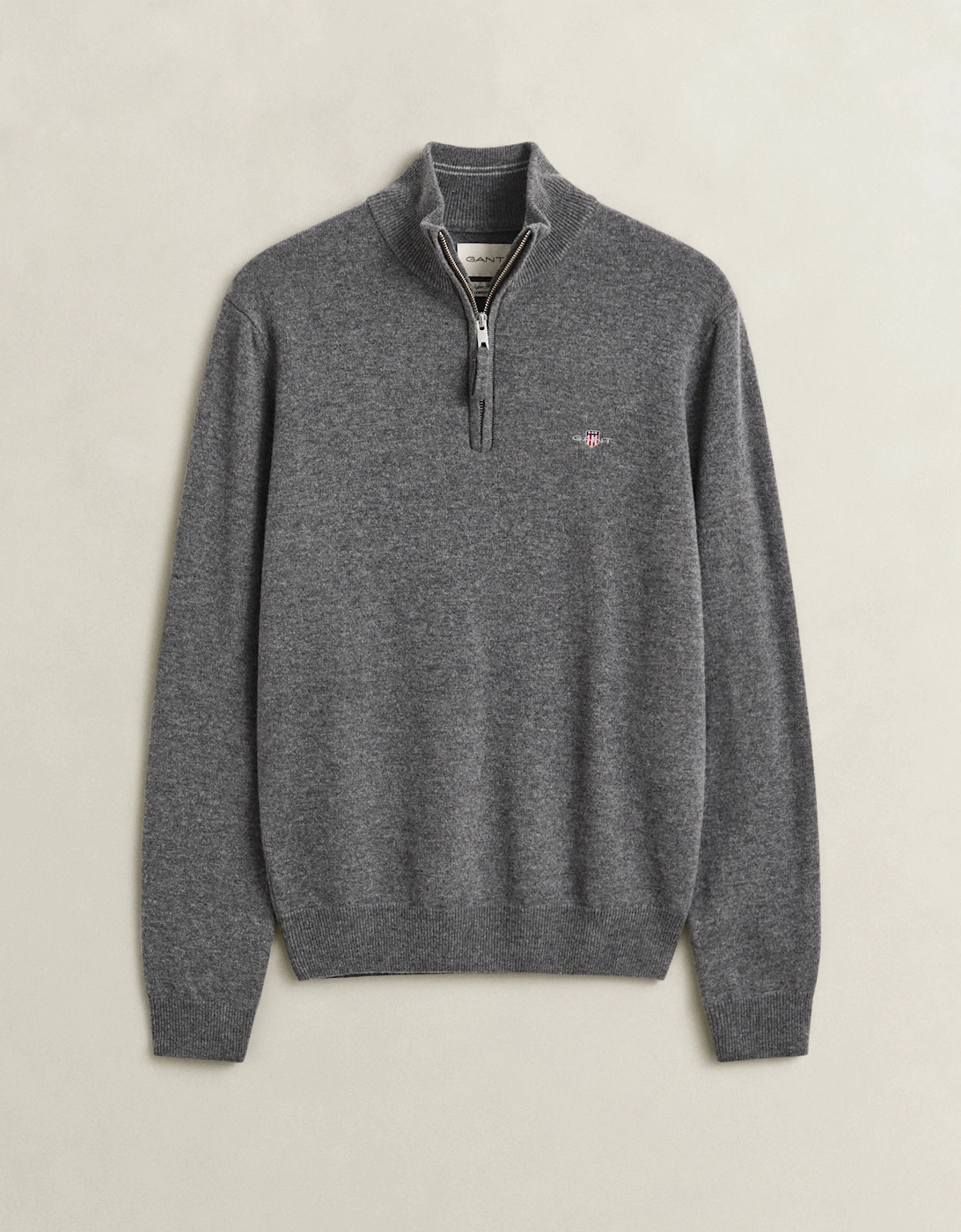 Gant Men's GANT Mens Superfine Lambswool Half Zip Sweater - 90 Charcoal Melange - Grey