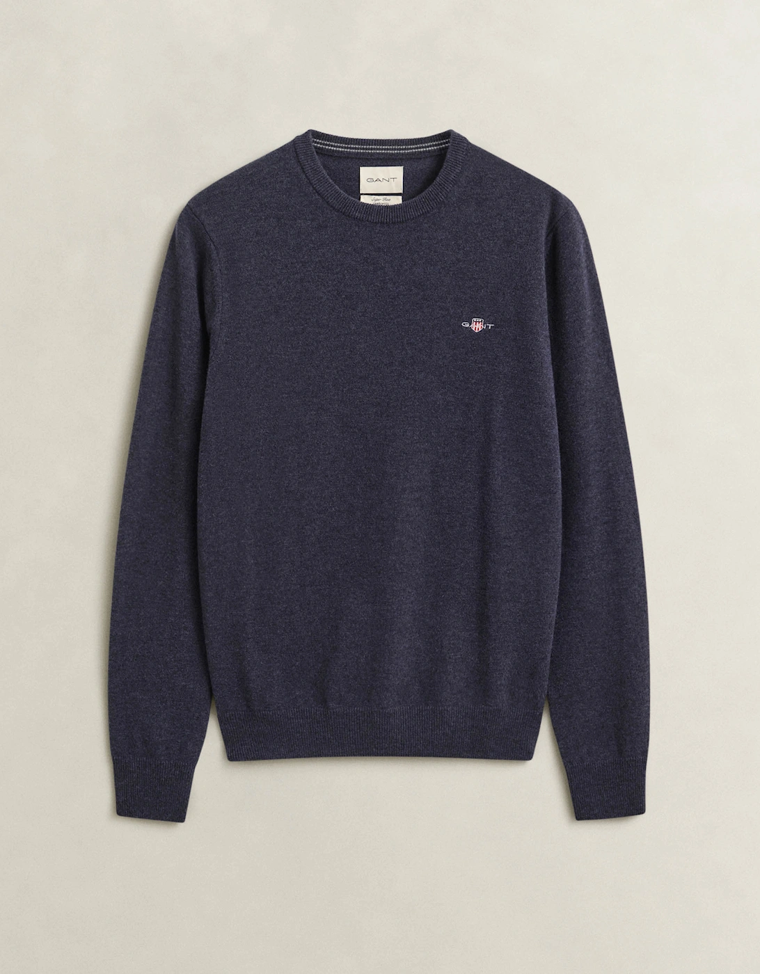 Gant Men's GANT Mens Superfine Lambswool Crew Neck Sweater - 480 Dark Navy Melange