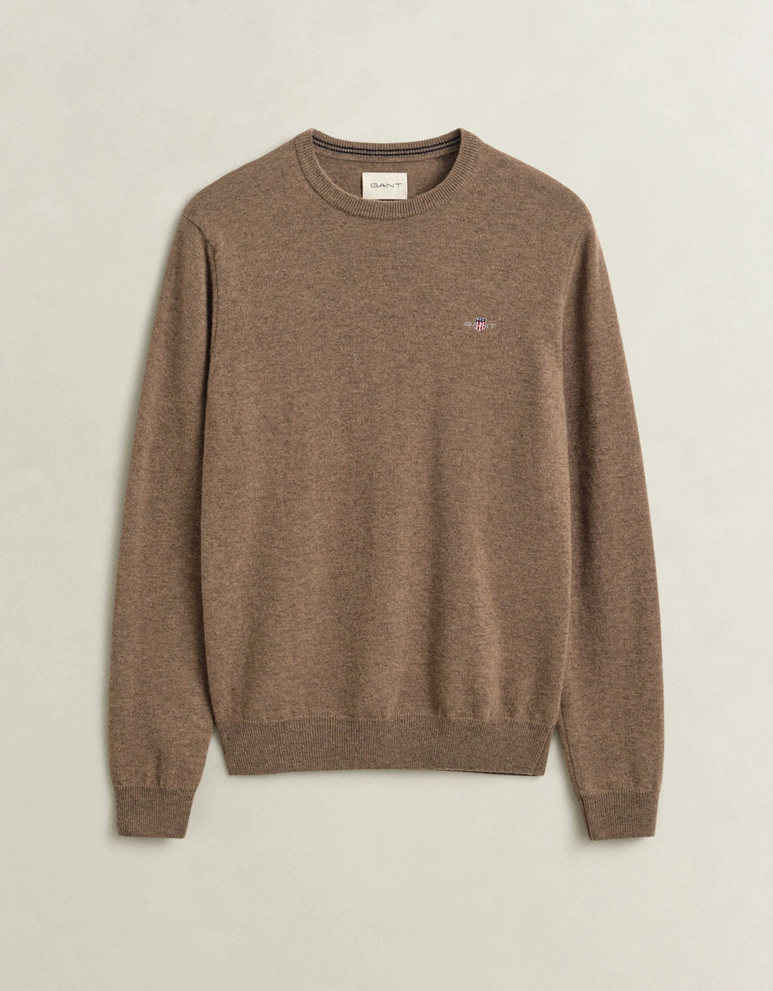 Gant Men's GANT Mens Superfine Lambswool Crew Neck Sweater - 283 Light Brown Melange