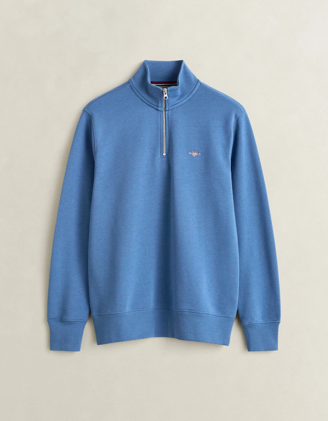GANT Mens Regular Fit Shield Logo Half Zip Sweatshirt - 476 Blue Horizon