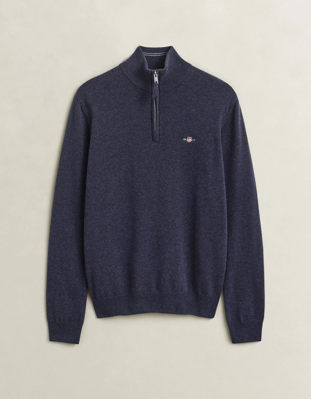 Gant Men's GANT Mens Superfine Lambswool Half Zip Sweater - 480 Dark Navy Melange