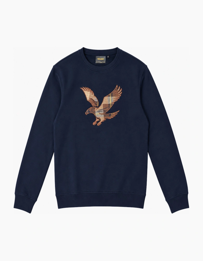Lyle & Scott Tartan Eagle Crew Neck Sweatshirt DARK NAVY