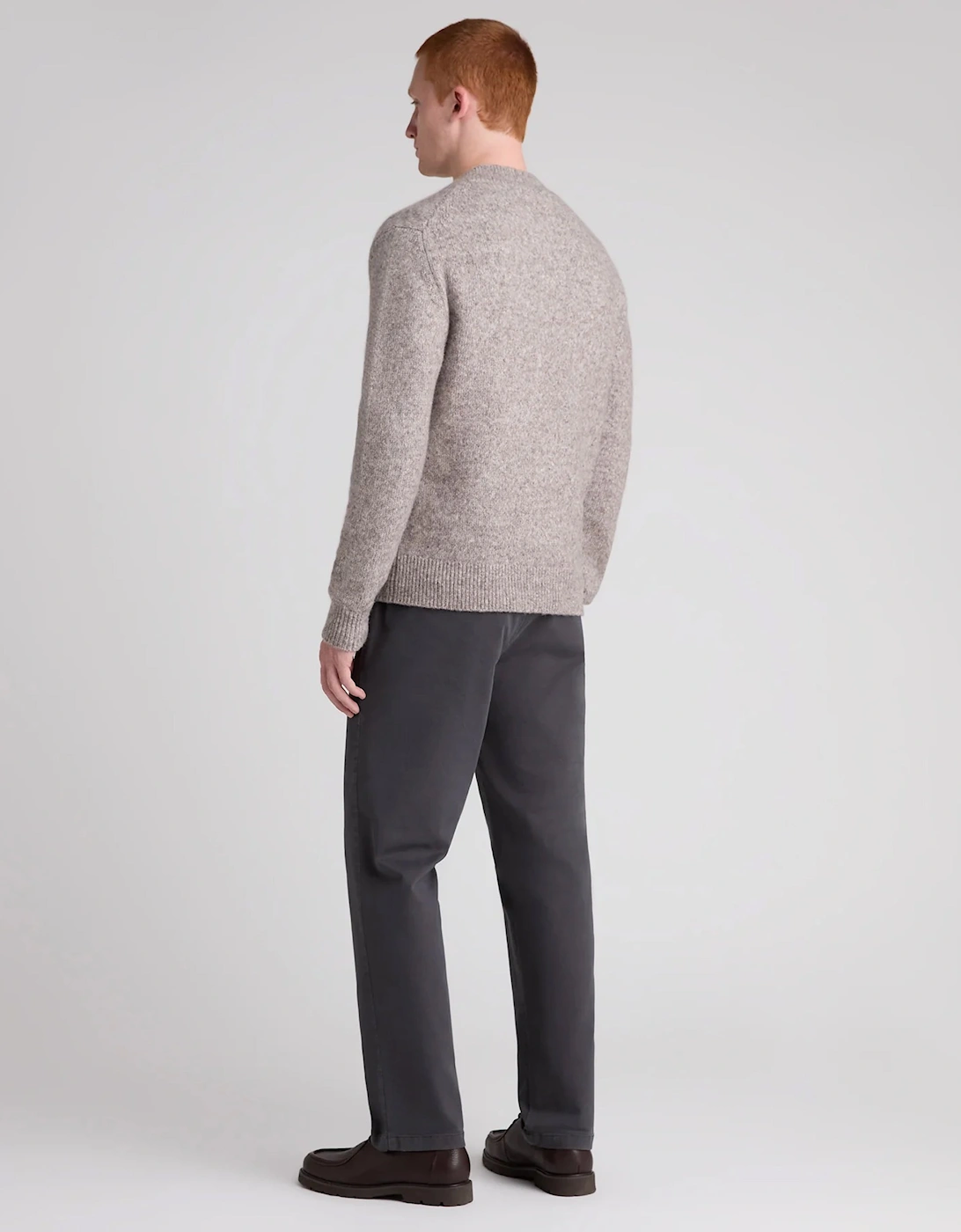 Remus Uomo Shawl Crossed V Neck Wool Blend Jumper Beige