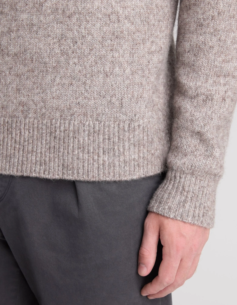 Remus Uomo Shawl Crossed V Neck Wool Blend Jumper Beige