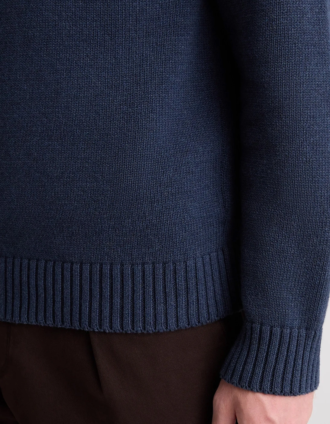Remus Uomo Navy Collared V Neck Cotton Jumper