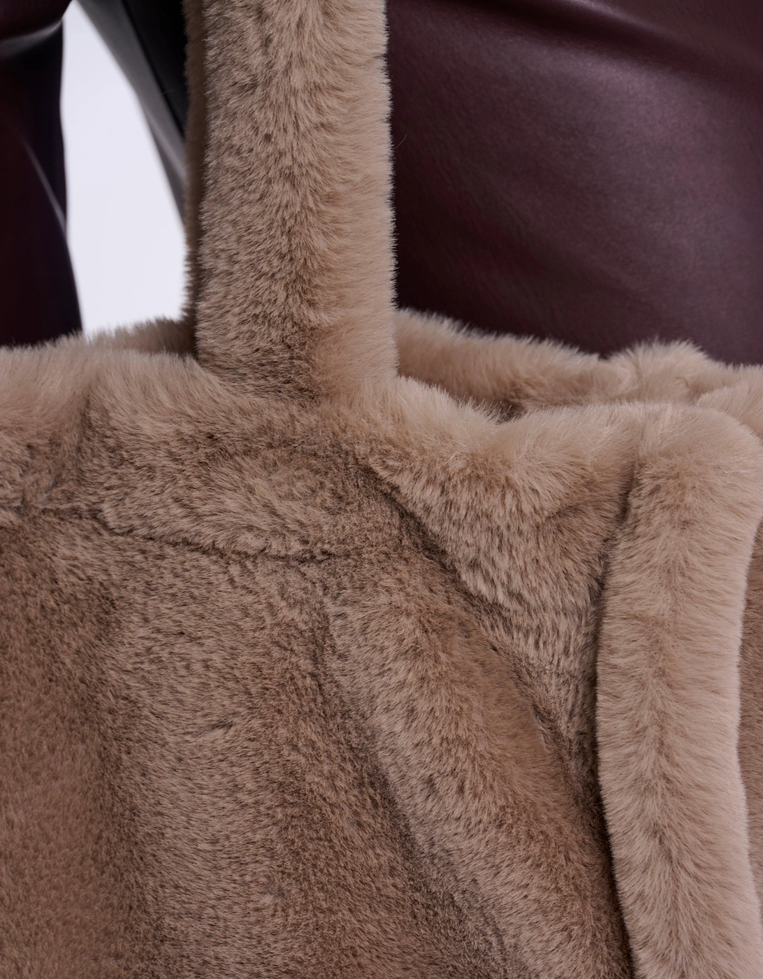 Rino & Pelle Daan Womens Big Faux Fur Shopper - Mocha Latte