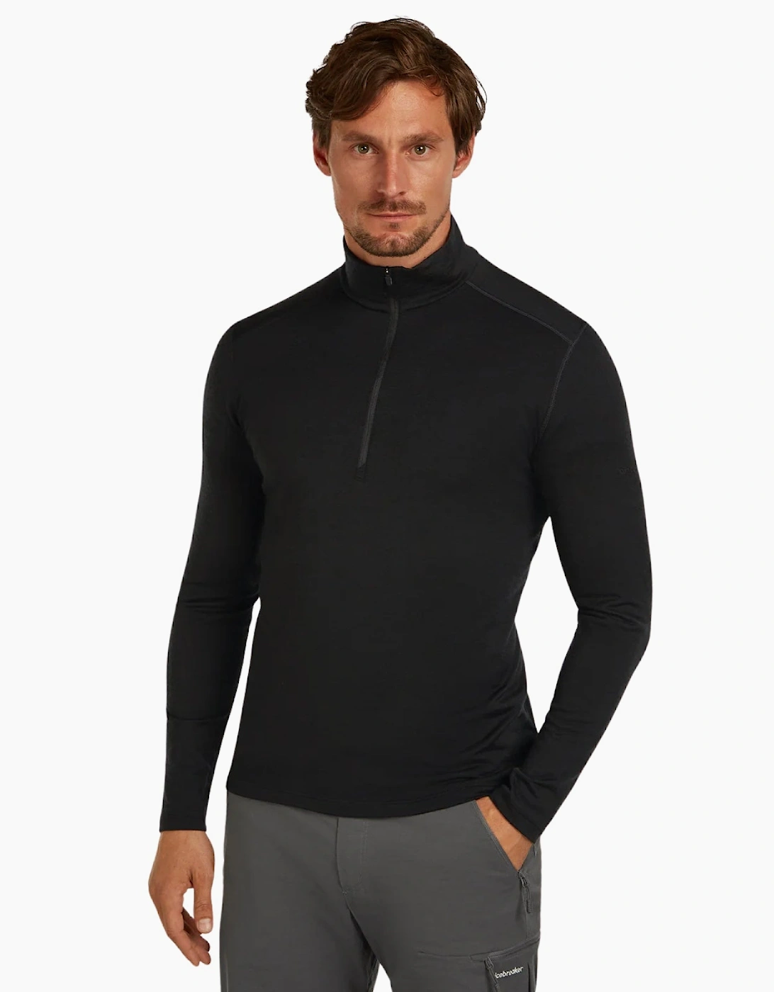 Icebreaker Men's Icebreaker Mens 200 Oasis Half Zip Thermal Baselayer Top - Black