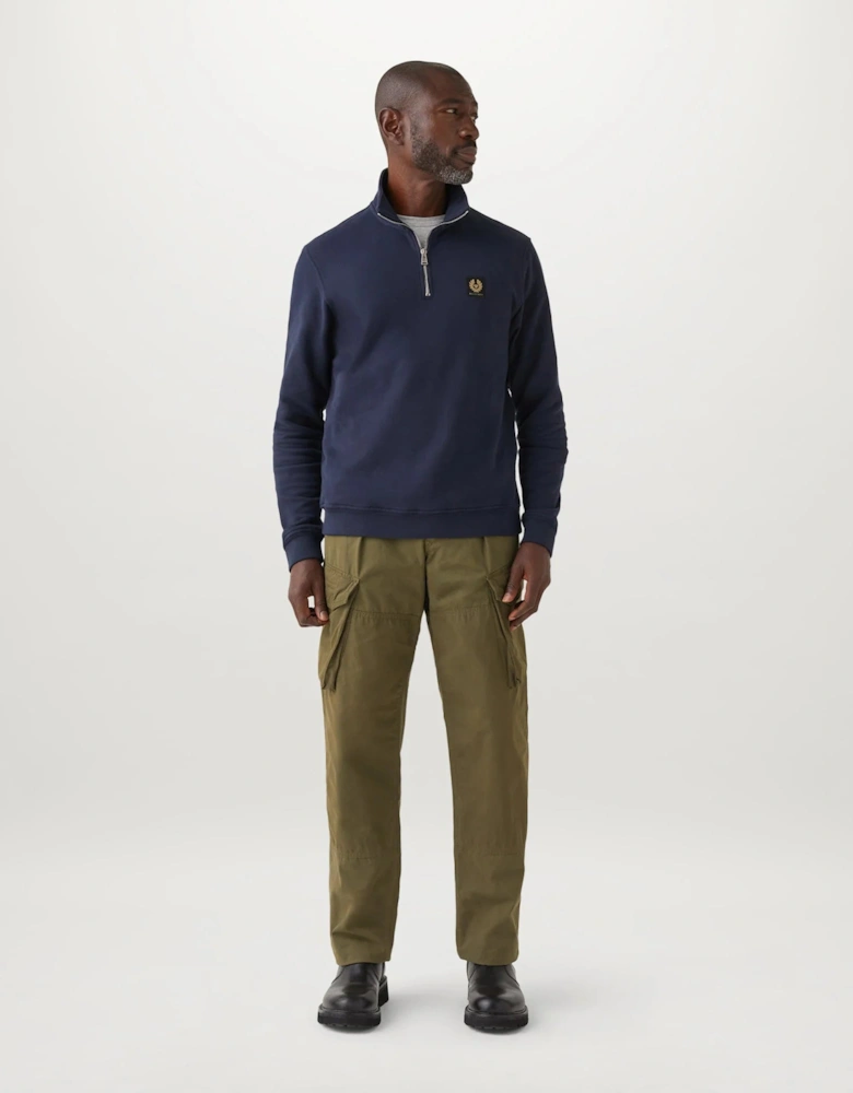 Belstaff Mens Logo Quarter Zip Sweatshirt - Dark Ink