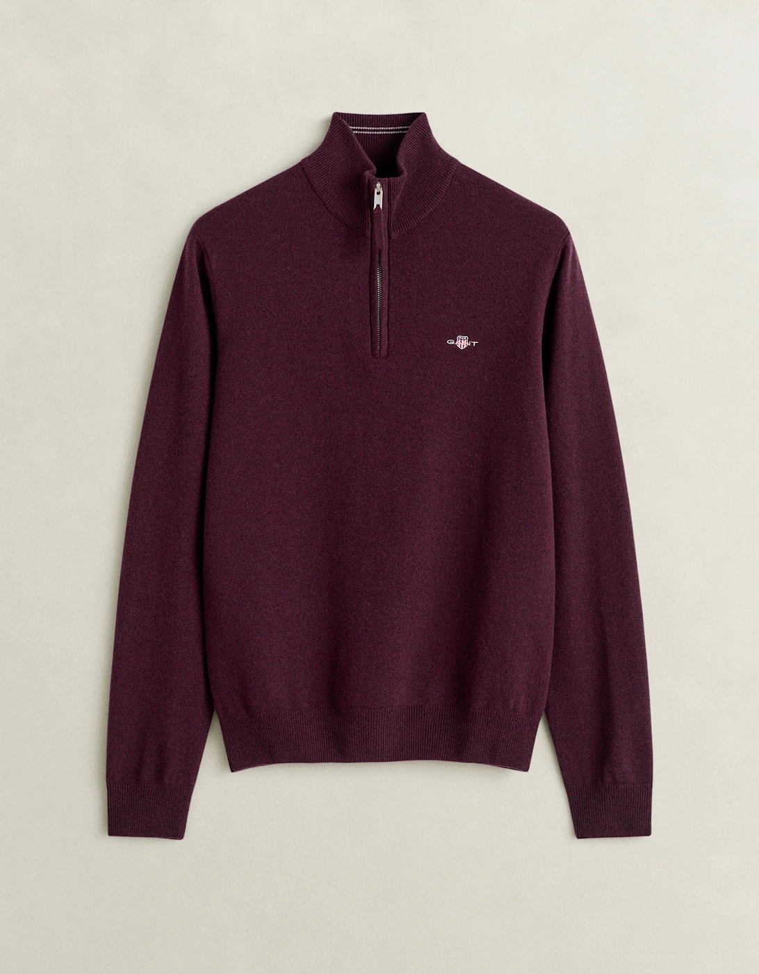 Gant Men's GANT Mens Superfine Lambswool Half Zip Sweater - 667 Darkened Wine - Red