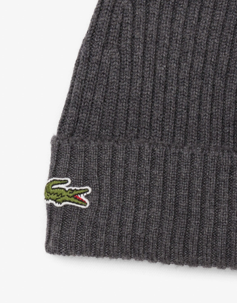 Lacoste Mens Ribbed Beanie - Pitch Chine 050