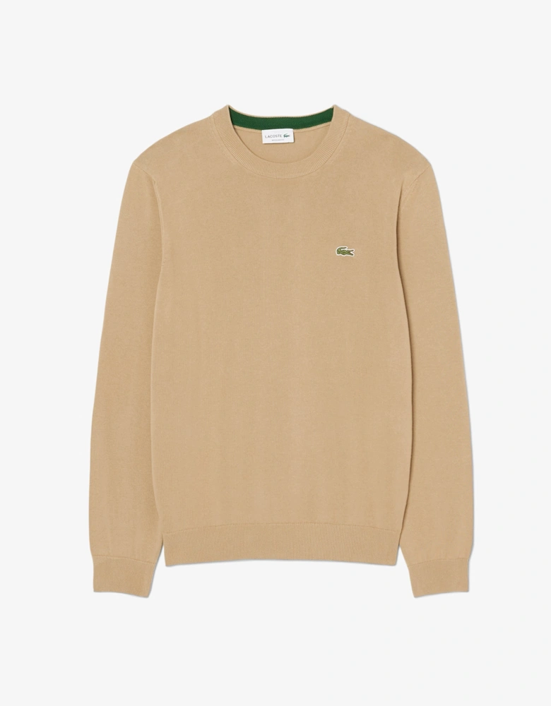 Lacoste Mens Organic Cotton Crew Neck Sweater - Cookie SIX