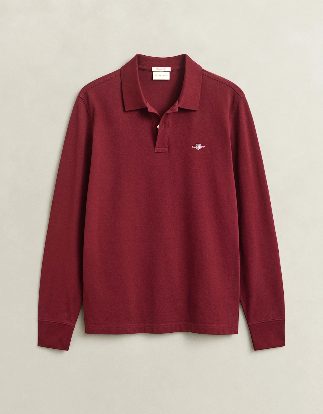 Gant Men's GANT Mens Regular Fit Long Sleeve Shield Logo Pique Rugger - 676 Deep Grape Wine - Red