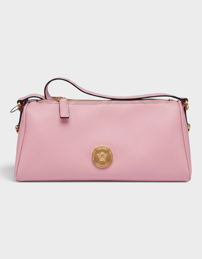 Medusa Leather Shoulder Bag Gold Pink