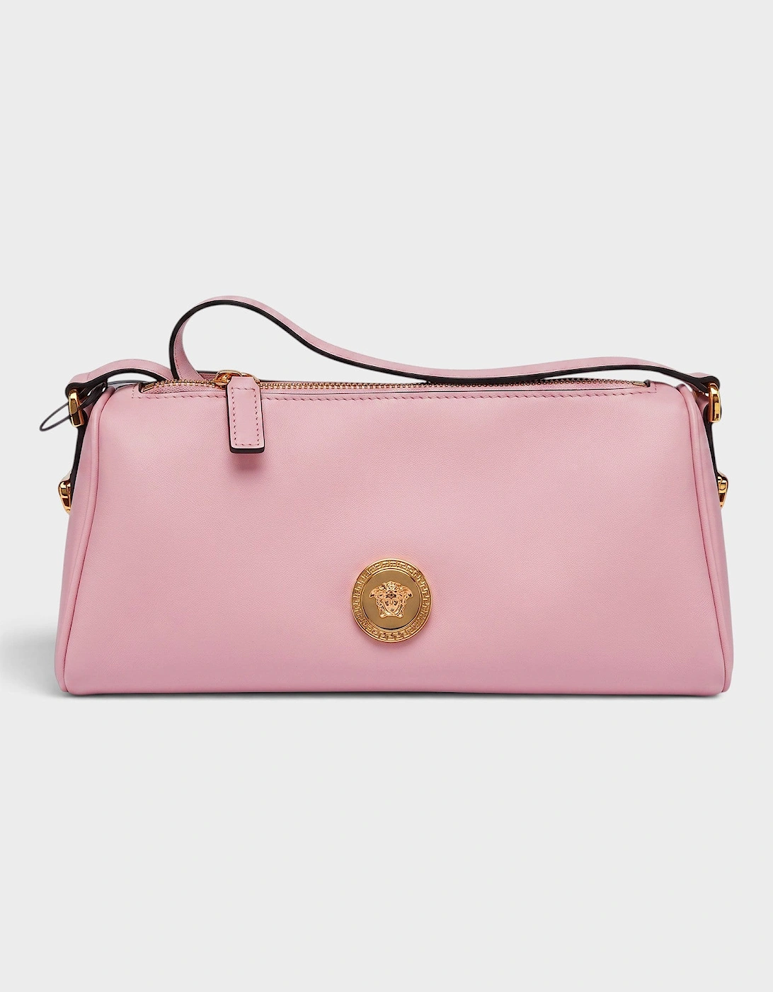 Medusa Leather Shoulder Bag Gold Pink