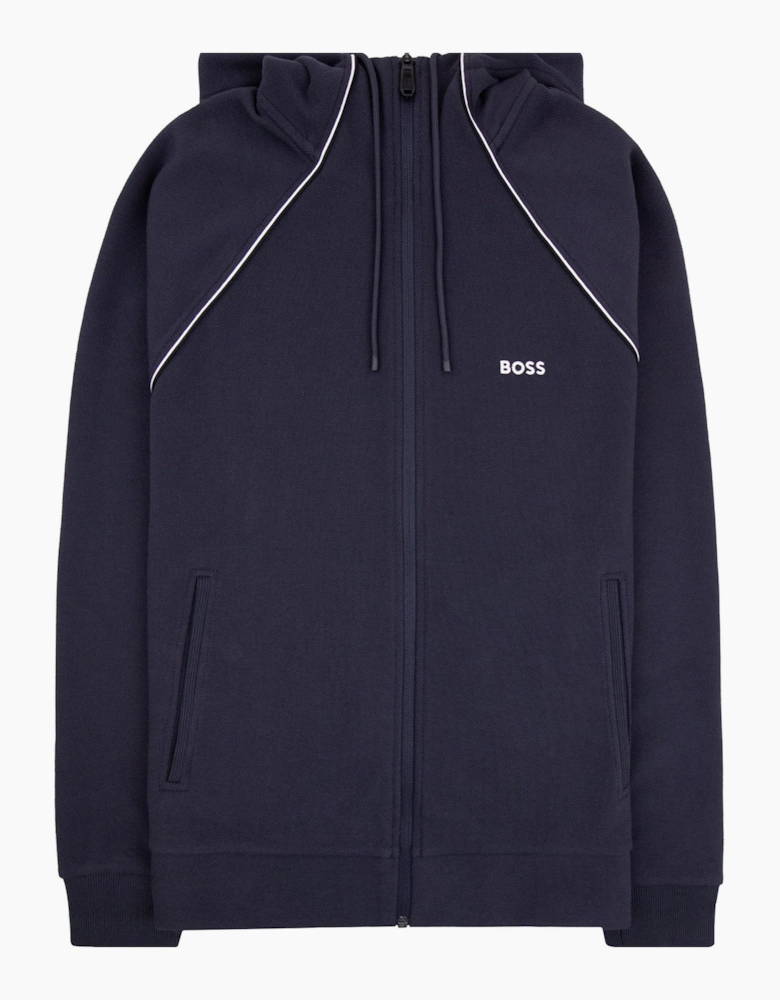 Hugo Boss Cotton-Blend Zip Hoodie With Piping Navy 403