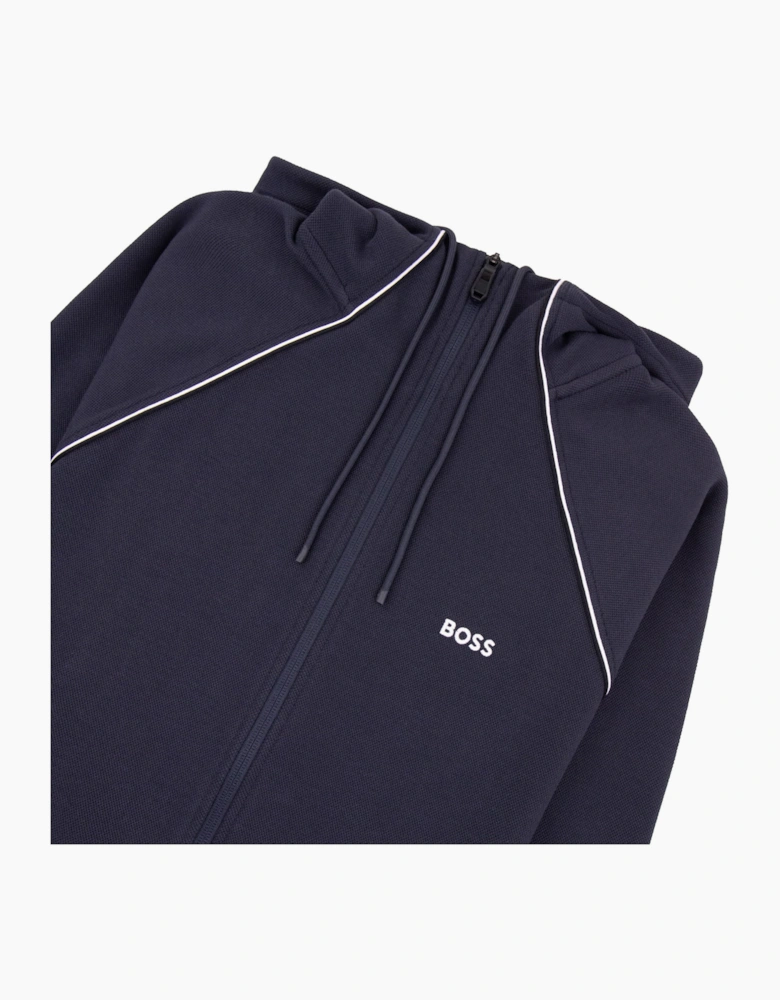 Hugo Boss Cotton-Blend Zip Hoodie With Piping Navy 403