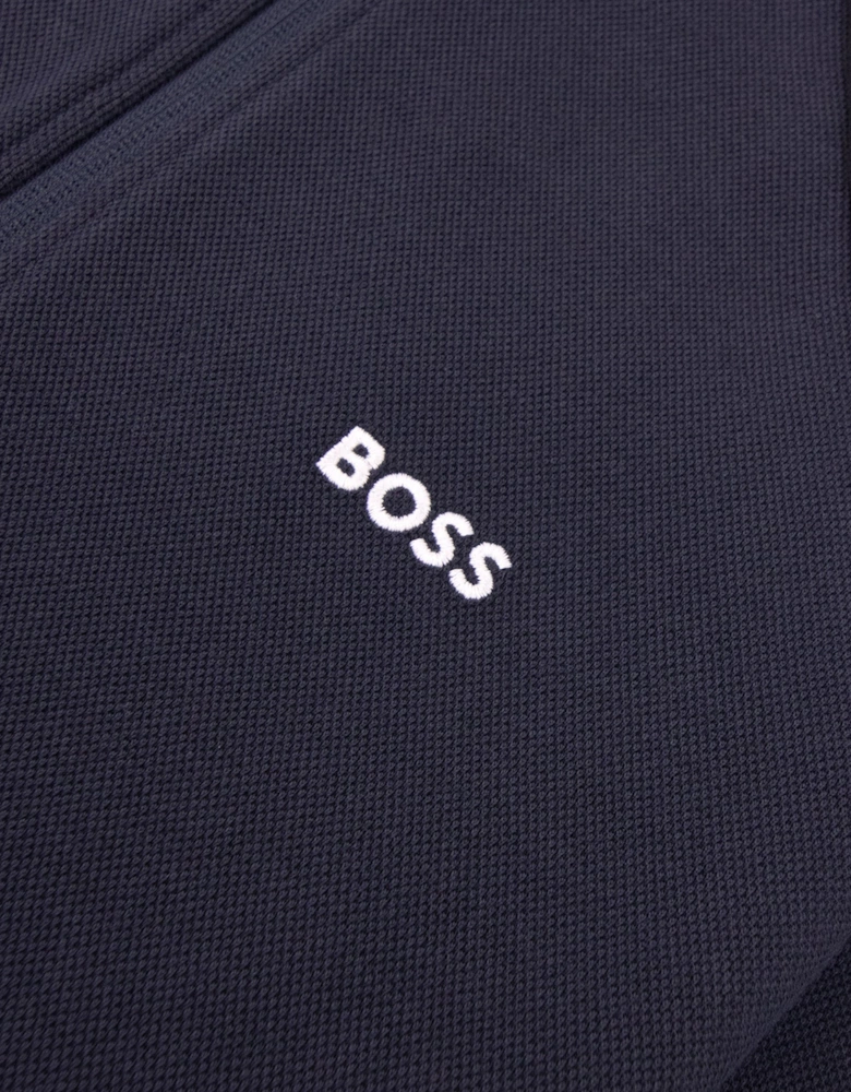 Hugo Boss Cotton-Blend Zip Hoodie With Piping Navy 403