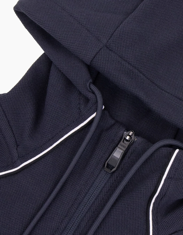 Hugo Boss Cotton-Blend Zip Hoodie With Piping Navy 403