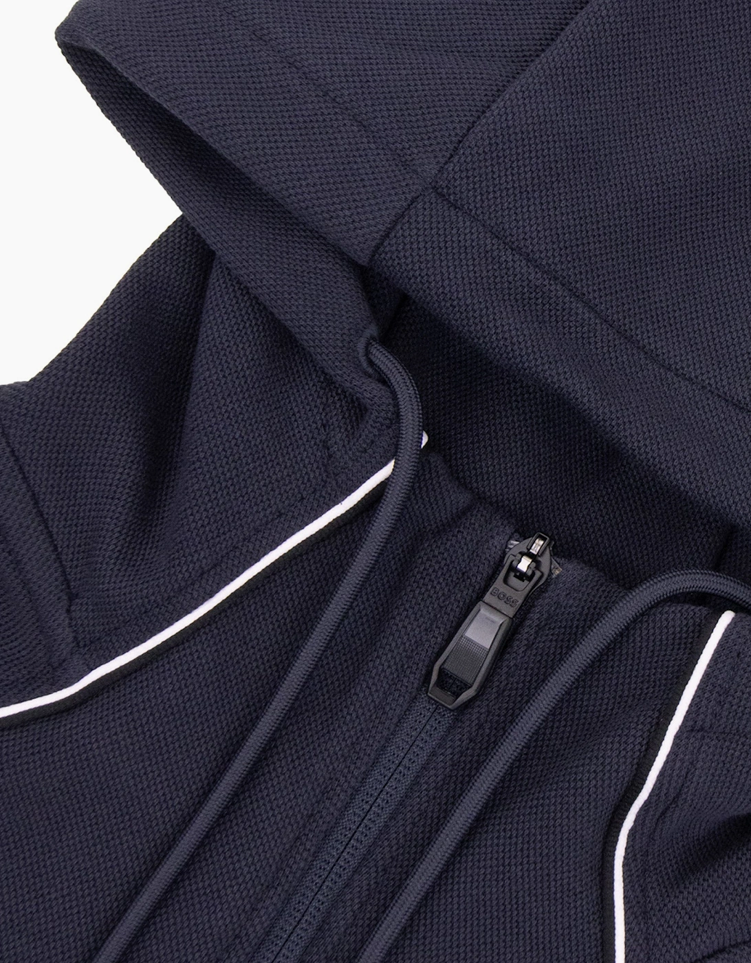 Hugo Boss Cotton-Blend Zip Hoodie With Piping Navy 403