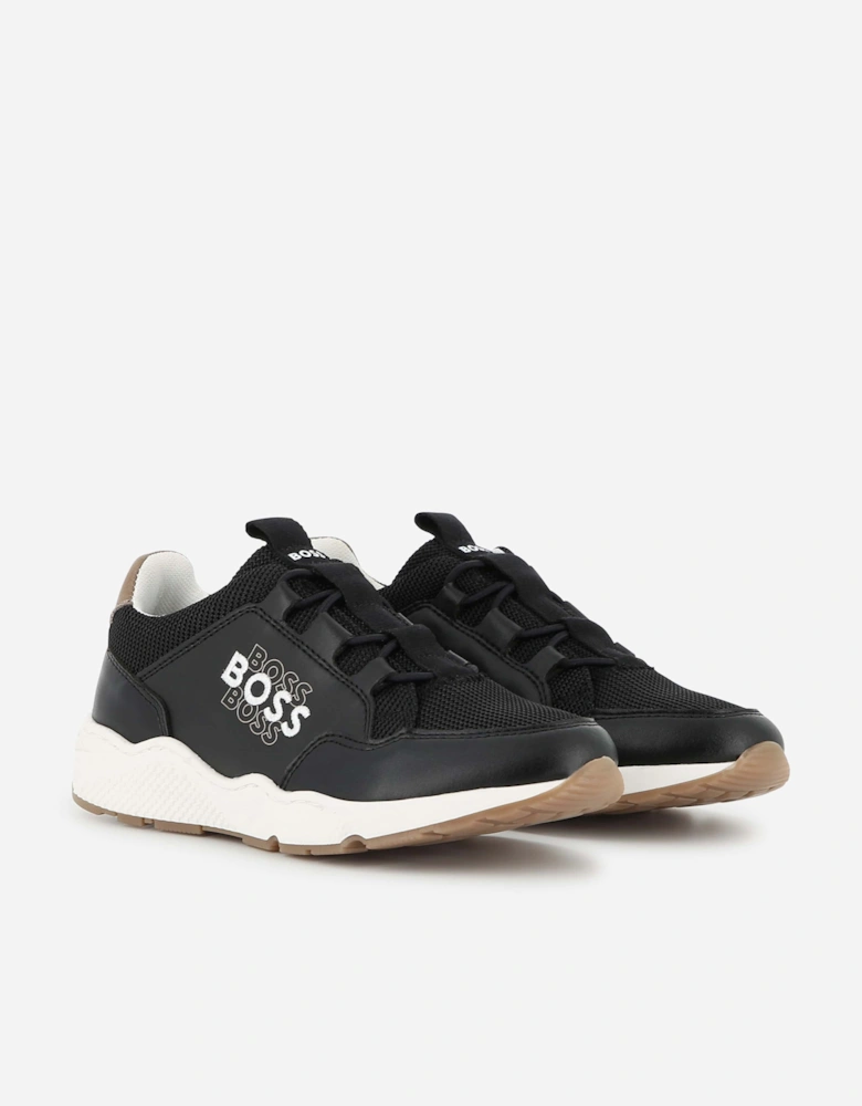BOSS Boys Logo Trainers in Black