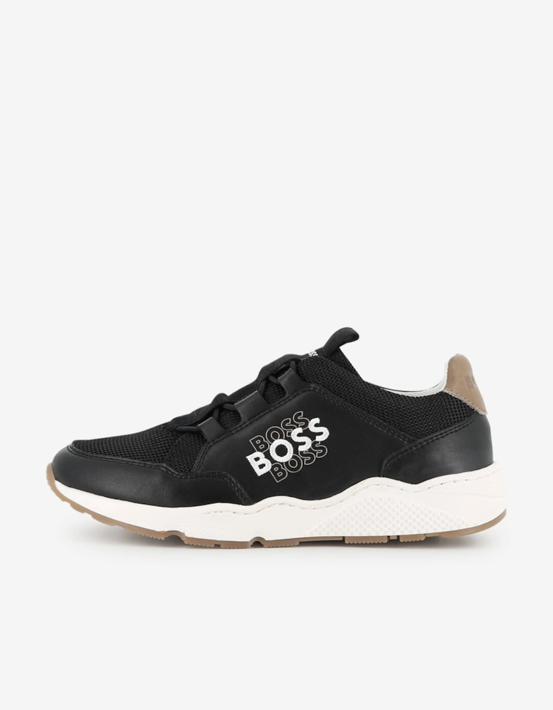 BOSS Boys Logo Trainers in Black