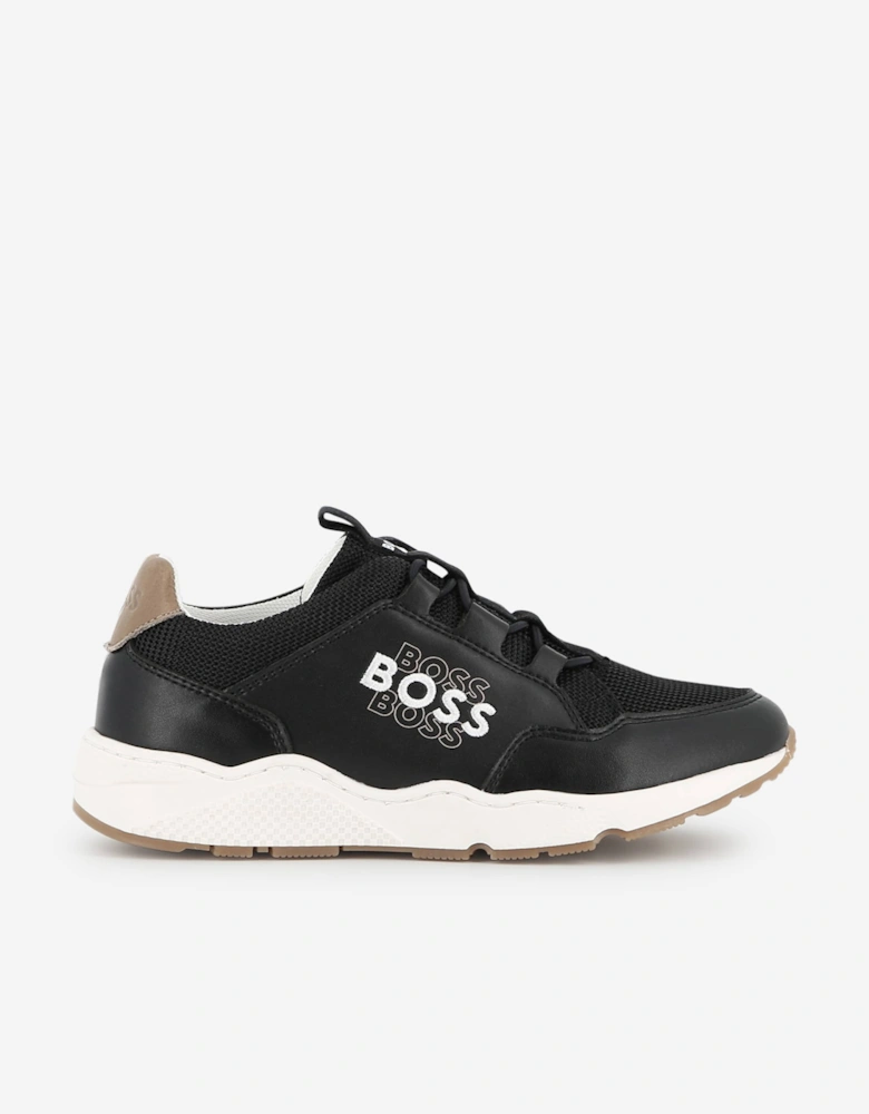 BOSS Boys Logo Trainers in Black