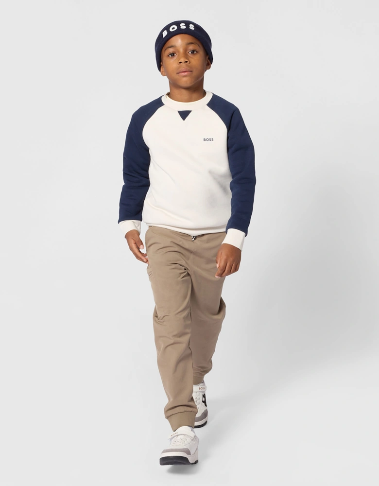 BOSS Boys Logo Sweatshirt in Ivory