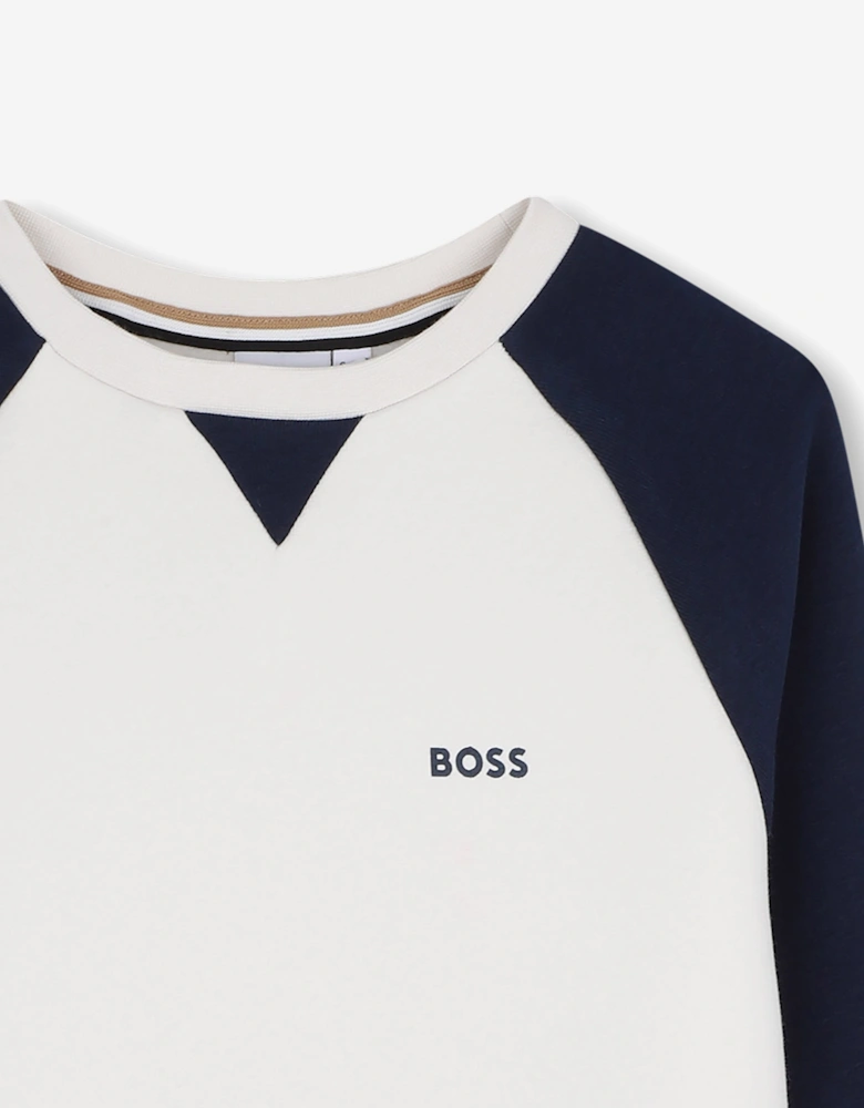BOSS Boys Logo Sweatshirt in Ivory