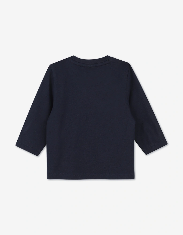 BOSS Baby Boys Multi Logo LS T-Shirt in Navy