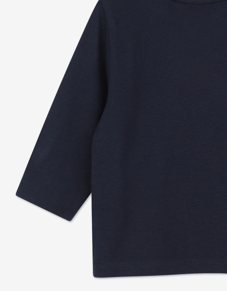 BOSS Baby Boys Multi Logo LS T-Shirt in Navy