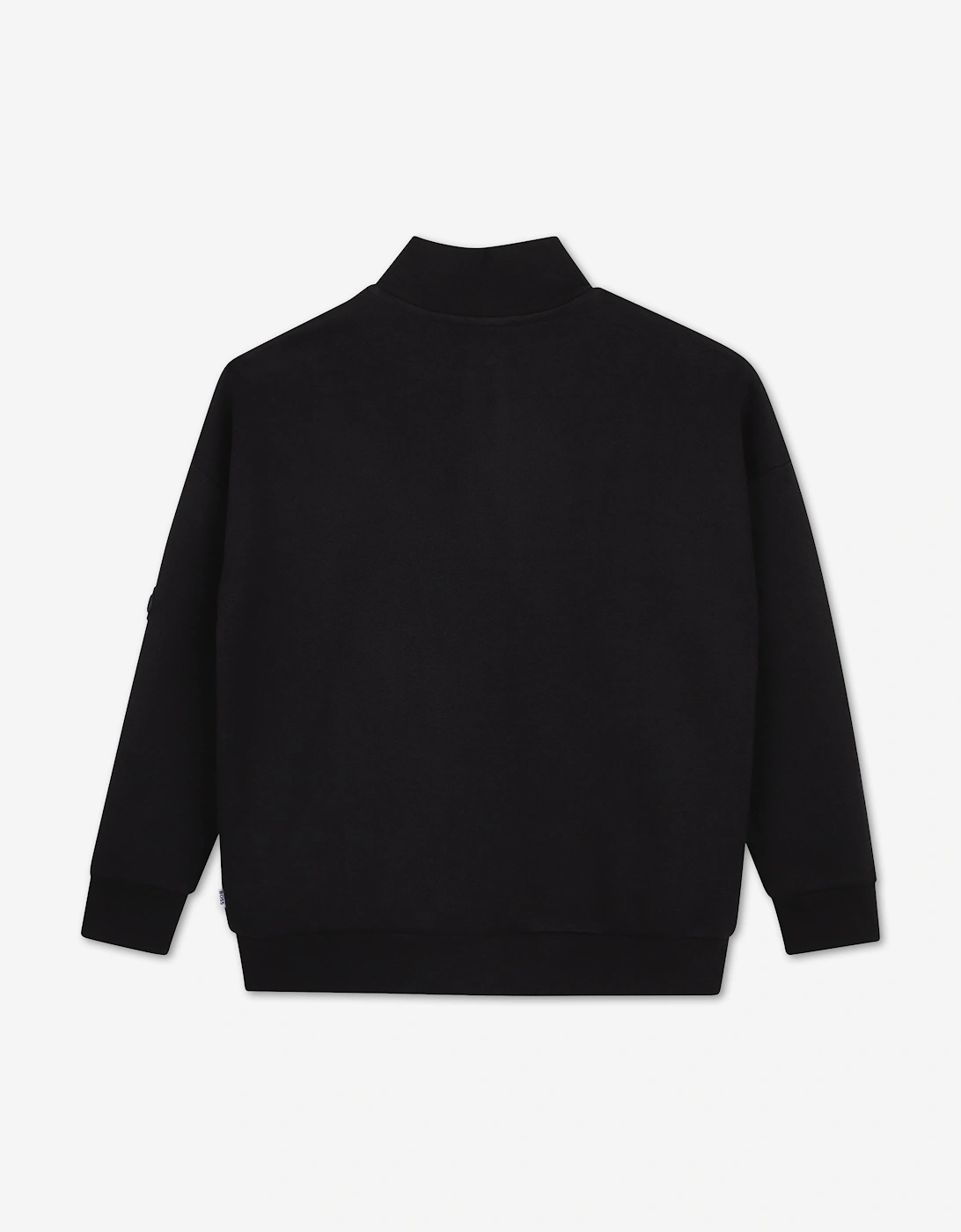 BOSS Boys Half Zip Bonded Piqué Sweatshirt in Black