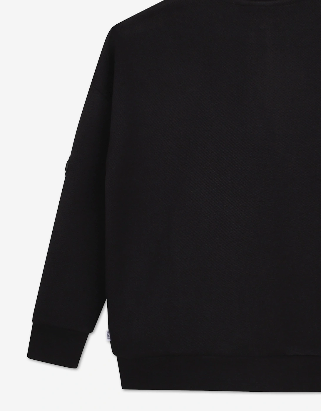 BOSS Boys Half Zip Bonded Piqué Sweatshirt in Black