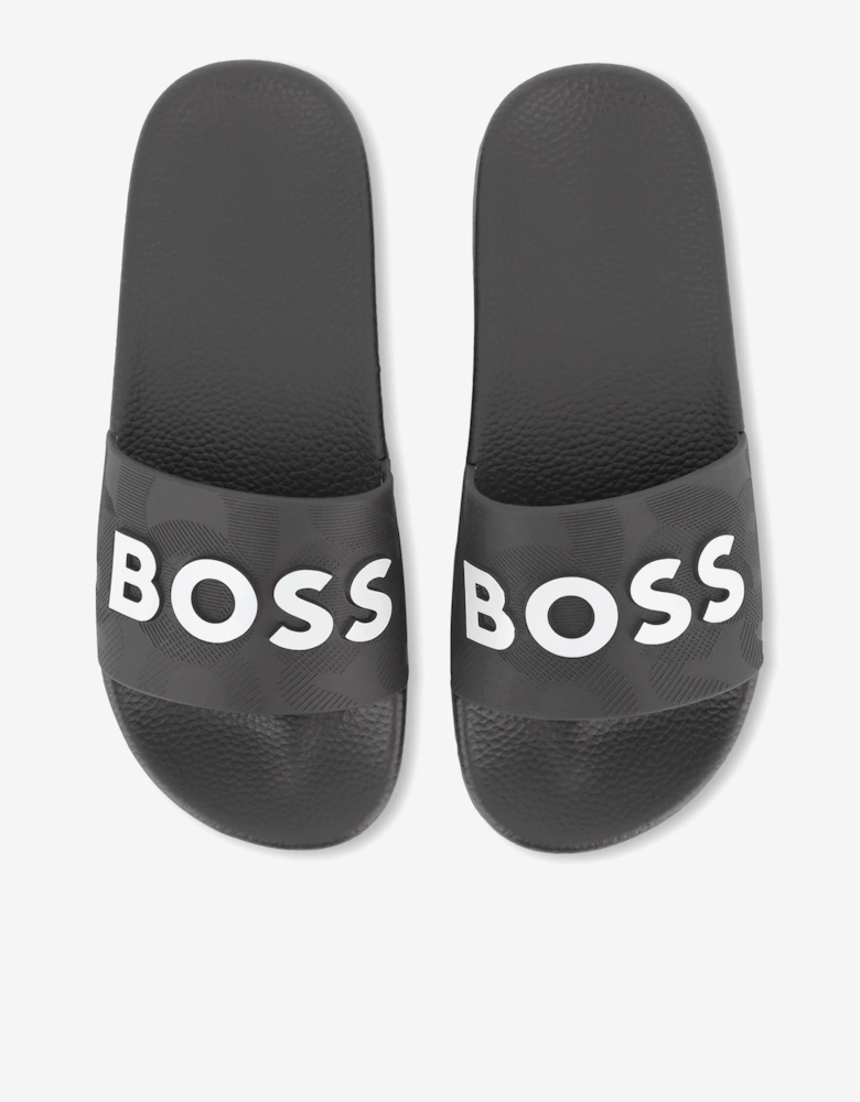 BOSS Boys Logo Sliders in Black
