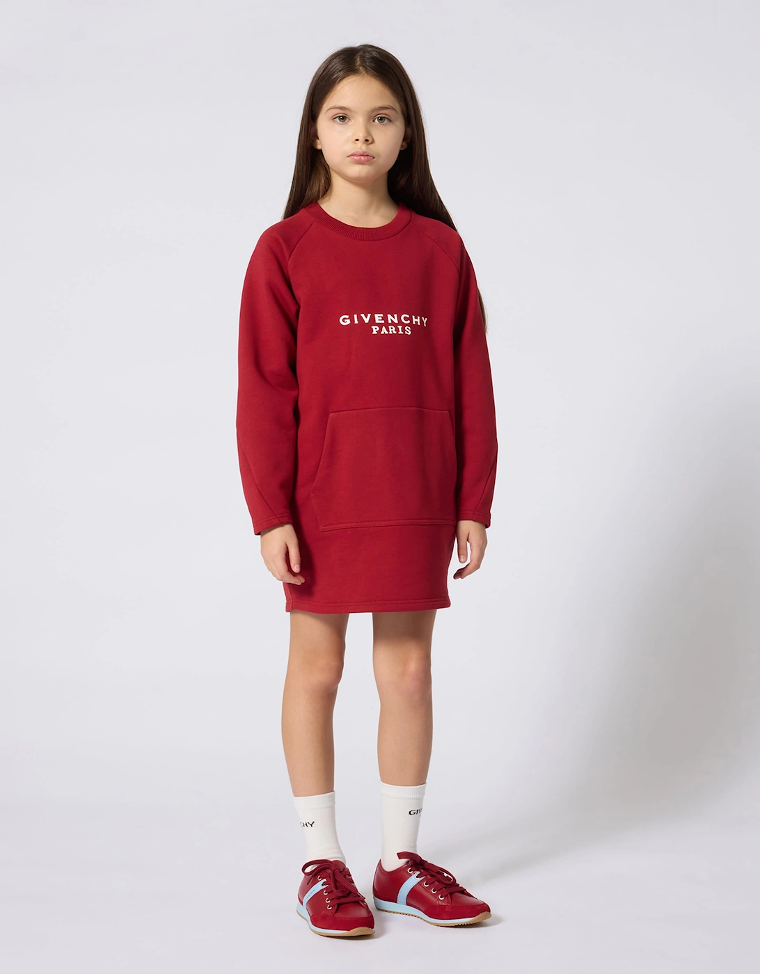 Givenchy Girls Embroidered Logo Sweater Dress in Red