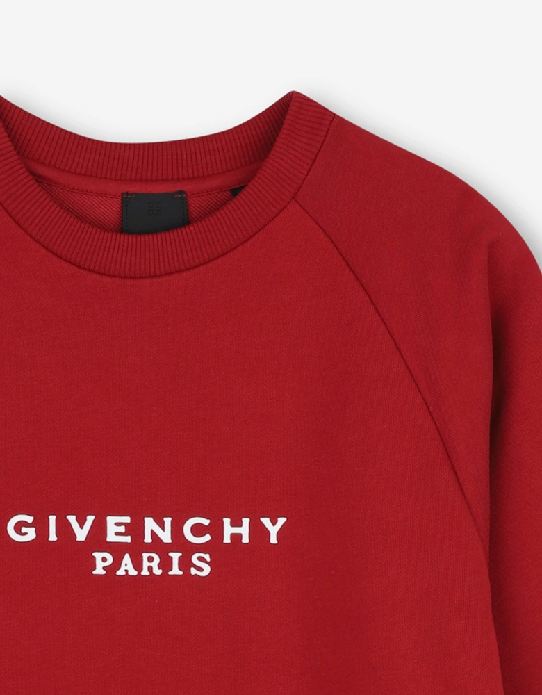 Givenchy Girls Embroidered Logo Sweater Dress in Red