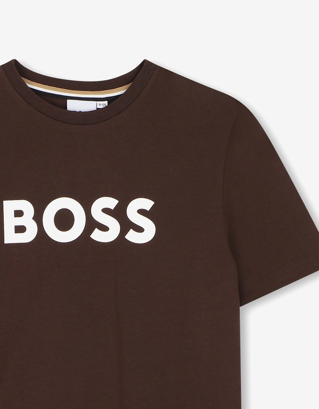 BOSS Boys Logo Print T-Shirt in Brown