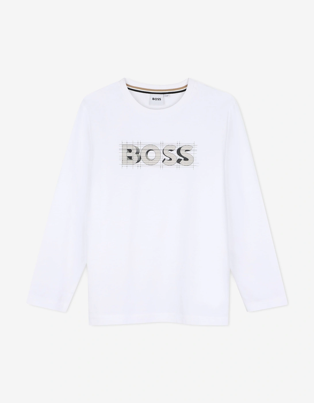 BOSS Boys Long Sleeve Logo T-Shirt in White