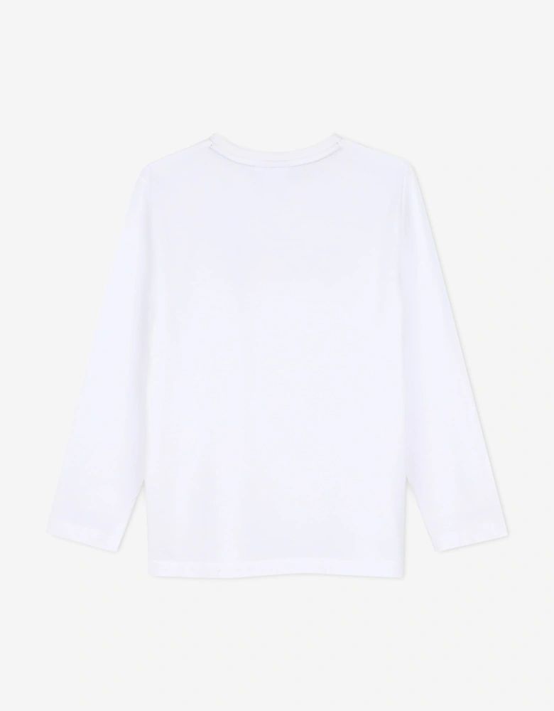 BOSS Boys Long Sleeve Logo T-Shirt in White