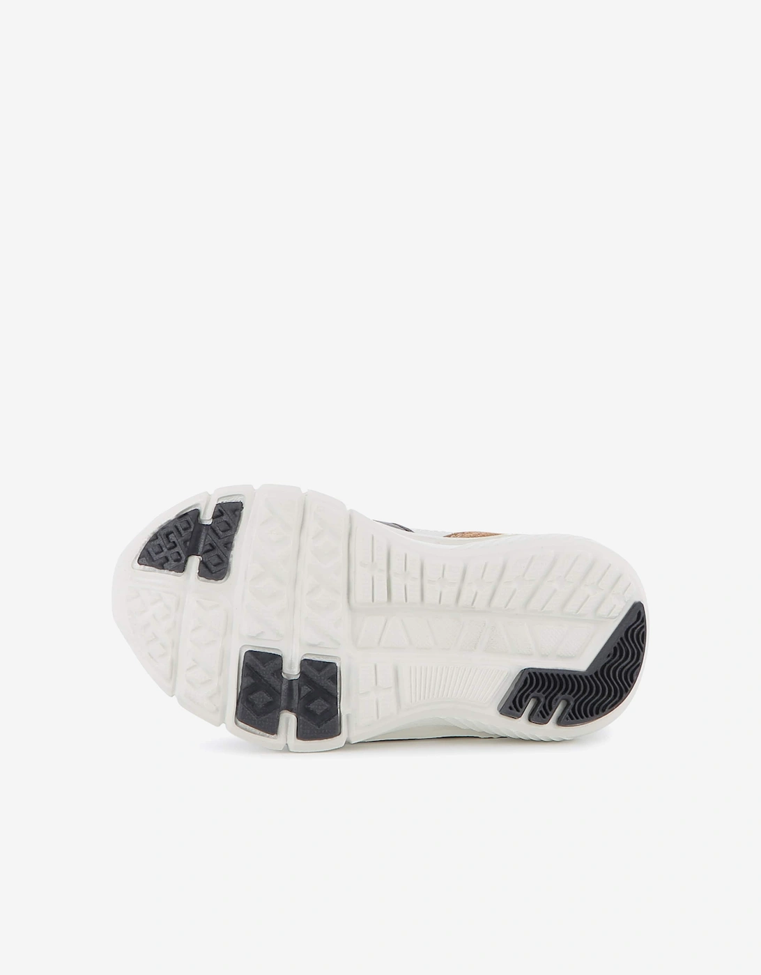 BOSS Boys Leather and Mesh Logo Trainers in Brown