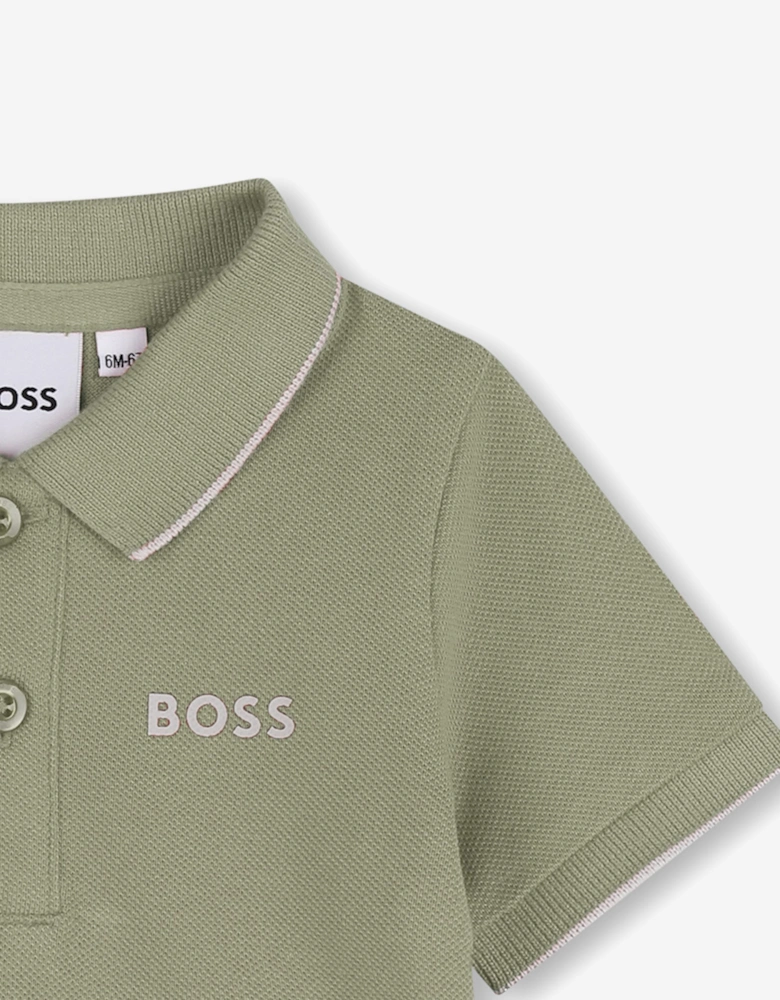 BOSS Baby Boys Logo Print Polo Shirt in Green