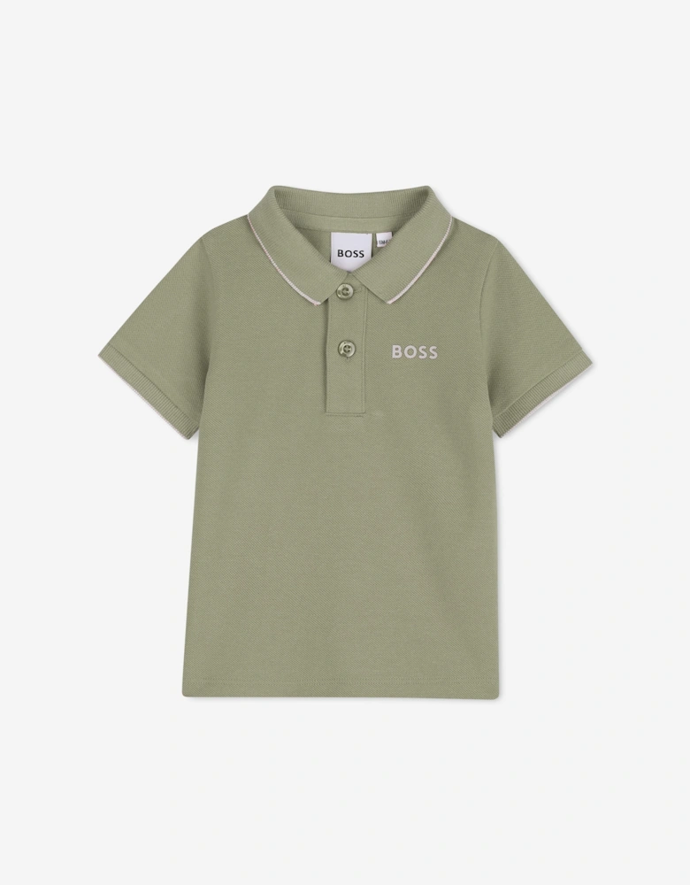 BOSS Baby Boys Logo Print Polo Shirt in Green