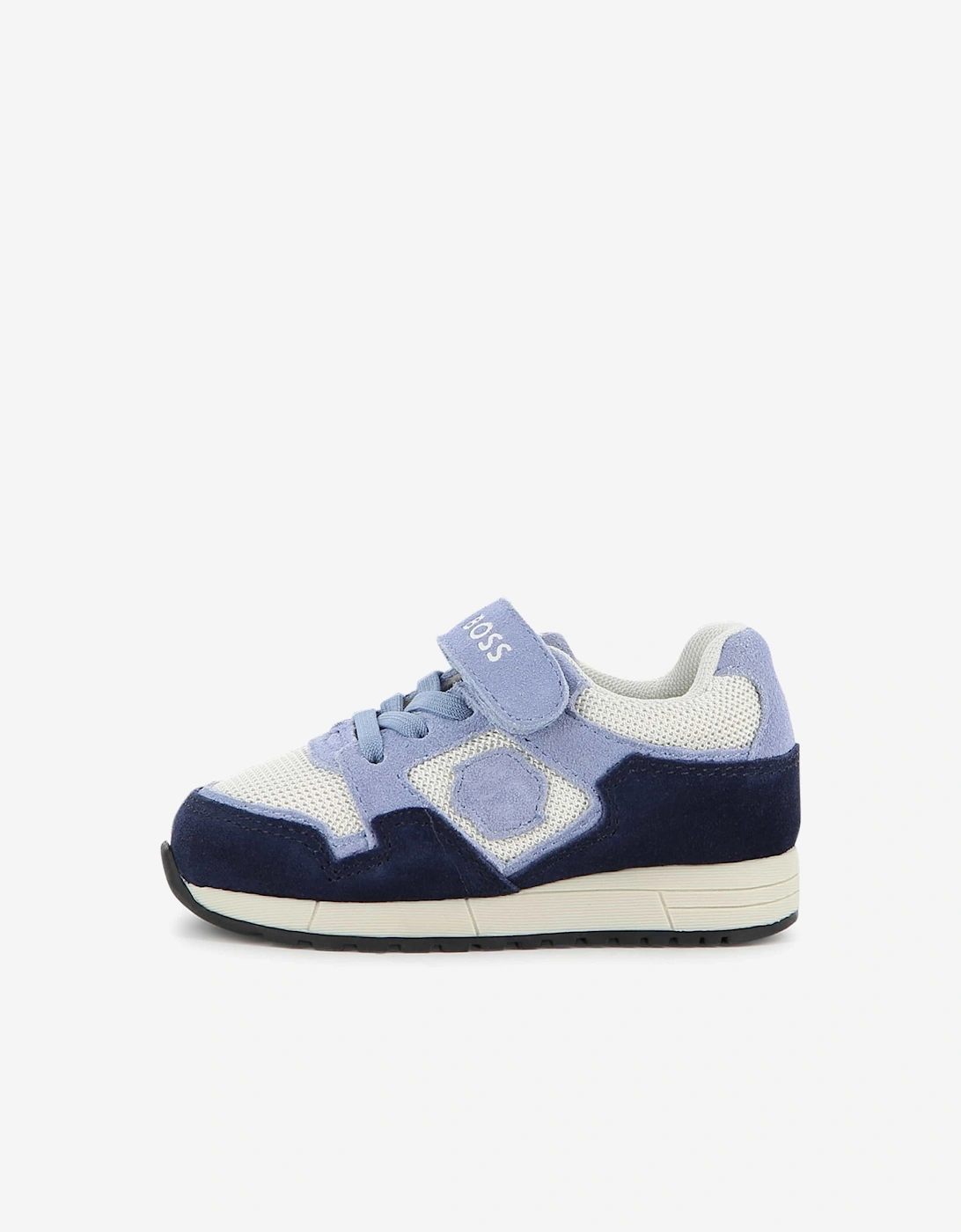 BOSS Boys Suede and Mesh Logo Trainers in Navy