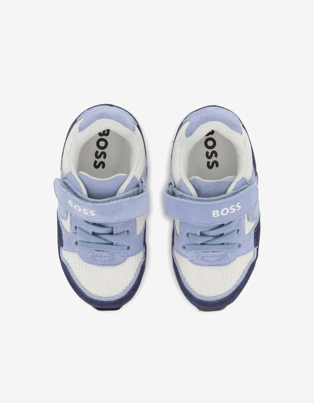 BOSS Boys Suede and Mesh Logo Trainers in Navy